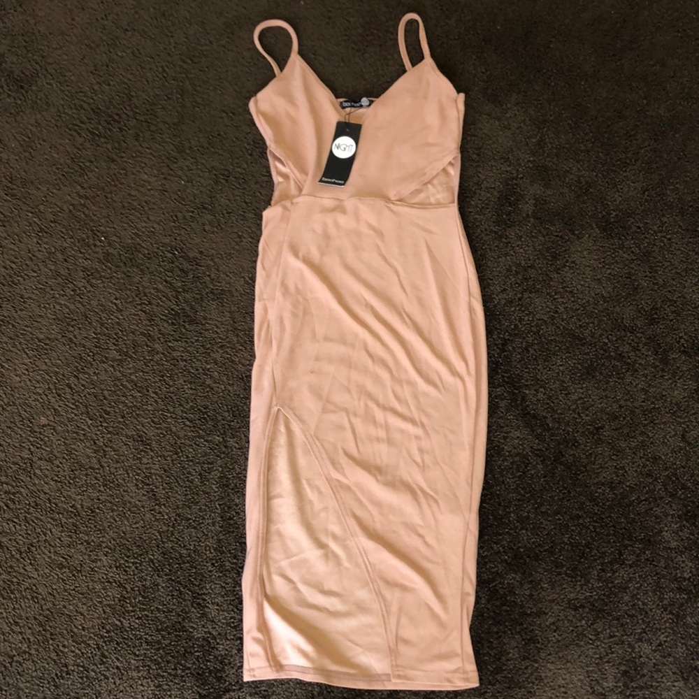 Peach midi dress with cut out sides